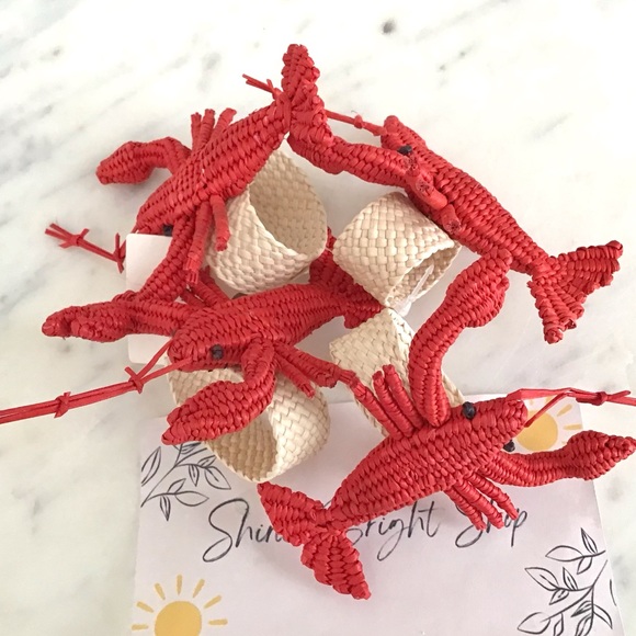 Anthropologie Lobster Handwoven Napkin Rings, Set of 4, NWT RARE - Picture 6 of 7